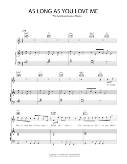 page one of As Long As You Love Me (Piano, Vocal & Guitar Chords)
