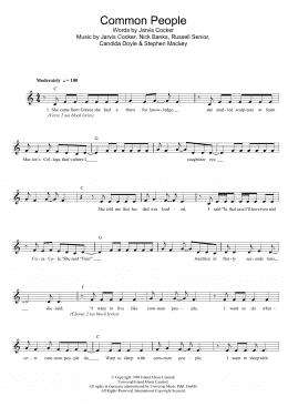 page one of Common People (Lead Sheet / Fake Book)