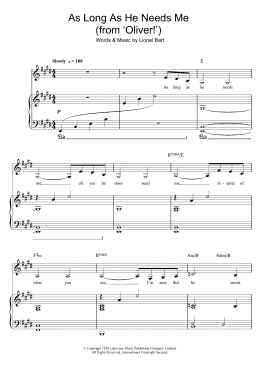 page one of As Long As He Needs Me (from Oliver!) (Piano, Vocal & Guitar Chords)