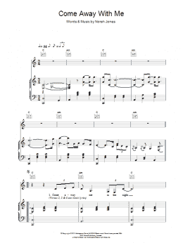page one of Come Away With Me (Piano, Vocal & Guitar Chords)