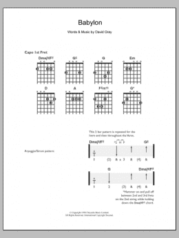 page one of Babylon (Easy Guitar)