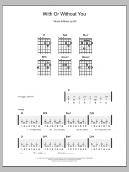 page one of With Or Without You (Easy Guitar)