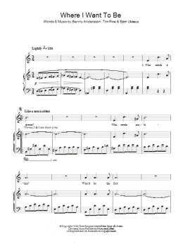 page one of Where I Want To Be (Piano & Vocal)