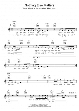 page one of Nothing Else Matters (Lead Sheet / Fake Book)