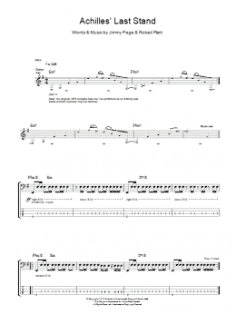 page one of Achilles Last Stand (Bass Guitar Tab)