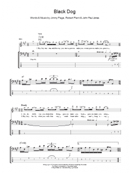page one of Black Dog (Bass Guitar Tab)