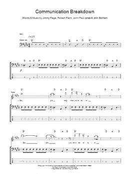 page one of Communication Breakdown (Bass Guitar Tab)