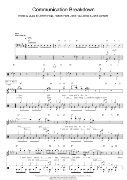 page one of Communication Breakdown (Drums)