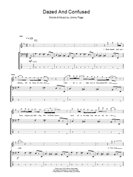 page one of Dazed And Confused (Bass Guitar Tab)