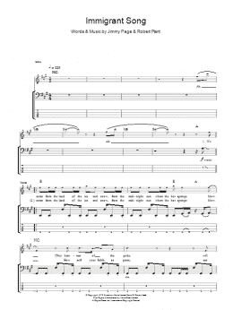 page one of Immigrant Song (Bass Guitar Tab)
