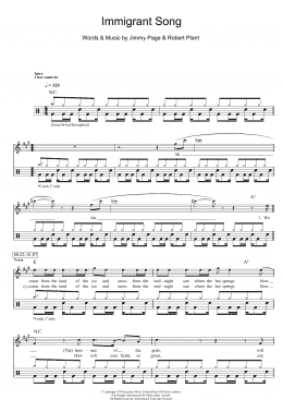 page one of Immigrant Song (Drums)