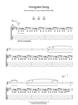 page one of Immigrant Song (Guitar Tab)
