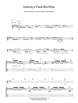 page one of Nobody's Fault But Mine (Bass Guitar Tab)