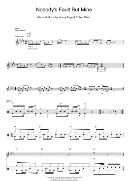 page one of Nobody's Fault But Mine (Drums)