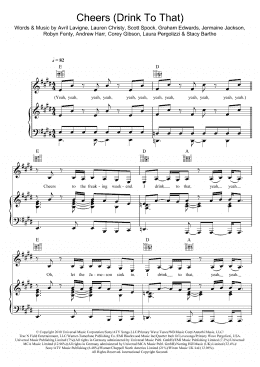 page one of Cheers (Drink To That) (Piano, Vocal & Guitar Chords)