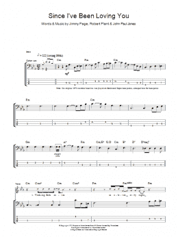 page one of Since I've Been Loving You (Bass Guitar Tab)