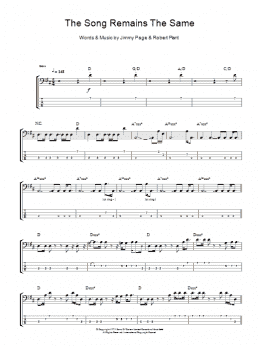 page one of The Song Remains The Same (Bass Guitar Tab)
