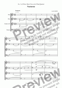 page one of Three Short Pieces for Wind Quartet - No.2 Nocturne
