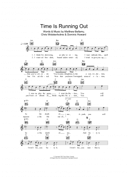 page one of Time Is Running Out (Lead Sheet / Fake Book)