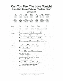 page one of Can You Feel The Love Tonight (from The Lion King) (Guitar Chords/Lyrics)