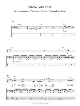 page one of Whole Lotta Love (Bass Guitar Tab)