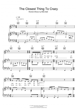 page one of The Closest Thing To Crazy (Piano, Vocal & Guitar Chords)