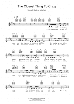 page one of The Closest Thing To Crazy (Lead Sheet / Fake Book)