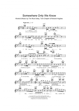page one of Somewhere Only We Know (Lead Sheet / Fake Book)