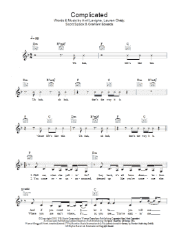 page one of Complicated (Lead Sheet / Fake Book)