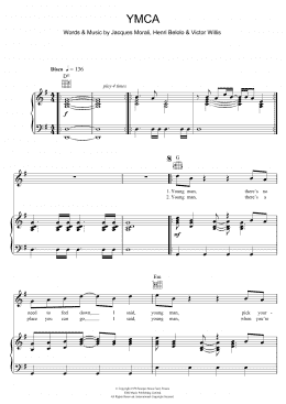 page one of Y.M.C.A. (Piano, Vocal & Guitar Chords)