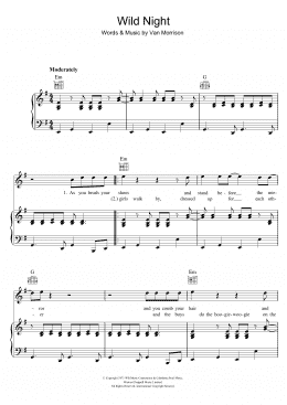 page one of Wild Night (Piano, Vocal & Guitar Chords)