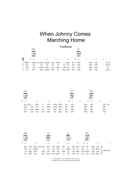 page one of When Johnny Comes Marching Home (Ukulele Chords/Lyrics)