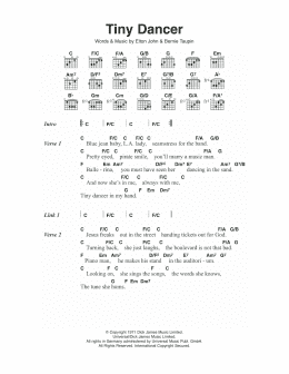 page one of Tiny Dancer (Guitar Chords/Lyrics)