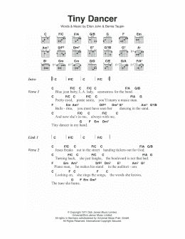 page one of Tiny Dancer (Guitar Chords/Lyrics)