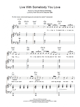 page one of Live With Somebody You Love (from Martin Guerre) (Piano, Vocal & Guitar Chords)