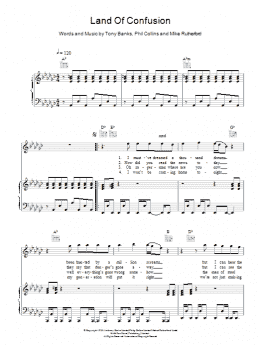page one of Land Of Confusion (Piano, Vocal & Guitar Chords)
