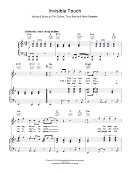 page one of Invisible Touch (Piano, Vocal & Guitar Chords)
