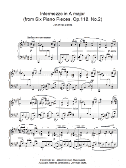 page one of Intermezzo In A Major Op. 118 No. 2 (Piano Solo)