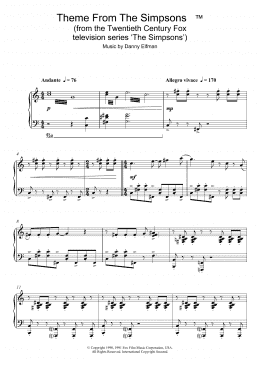 page one of Theme From The Simpsons (Piano Solo)