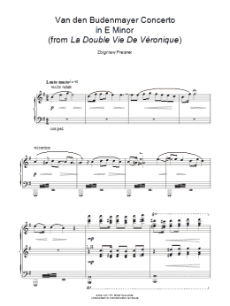 page one of Van Den Budenmayer Concerto In E Minor (from La Double Vie De Veronique) (Piano Solo)