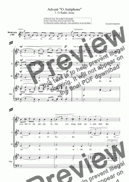 page one of Advent easy anthem "O Antiphons" [No.3 O Radix Jesse]