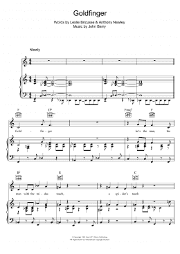 page one of Goldfinger (from James Bond: 'Goldfinger') (Piano, Vocal & Guitar Chords)