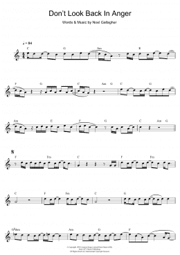 page one of Don't Look Back In Anger (Flute Solo)
