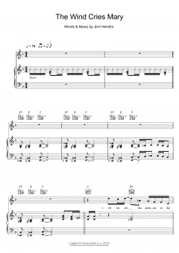 page one of The Wind Cries Mary (Piano, Vocal & Guitar Chords)
