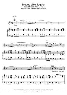 page one of Moves Like Jagger (featuring Christina Aguilera) (Piano, Vocal & Guitar Chords)