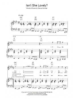 page one of Isn't She Lovely (Piano, Vocal & Guitar Chords)