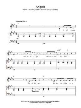page one of Angels (Piano, Vocal & Guitar Chords)