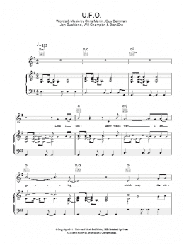 page one of U.F.O. (Piano, Vocal & Guitar Chords)