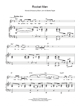 page one of Rocket Man (I Think It's Gonna Be A Long Long Time) (Piano, Vocal & Guitar Chords)