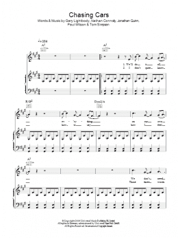 page one of Chasing Cars (Piano, Vocal & Guitar Chords)